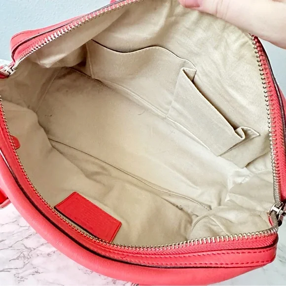 6. Coach Legacy Haley Satchel Leather Boston Bag Bright Soft Red Fringe Tassle - Picture 13 of 15